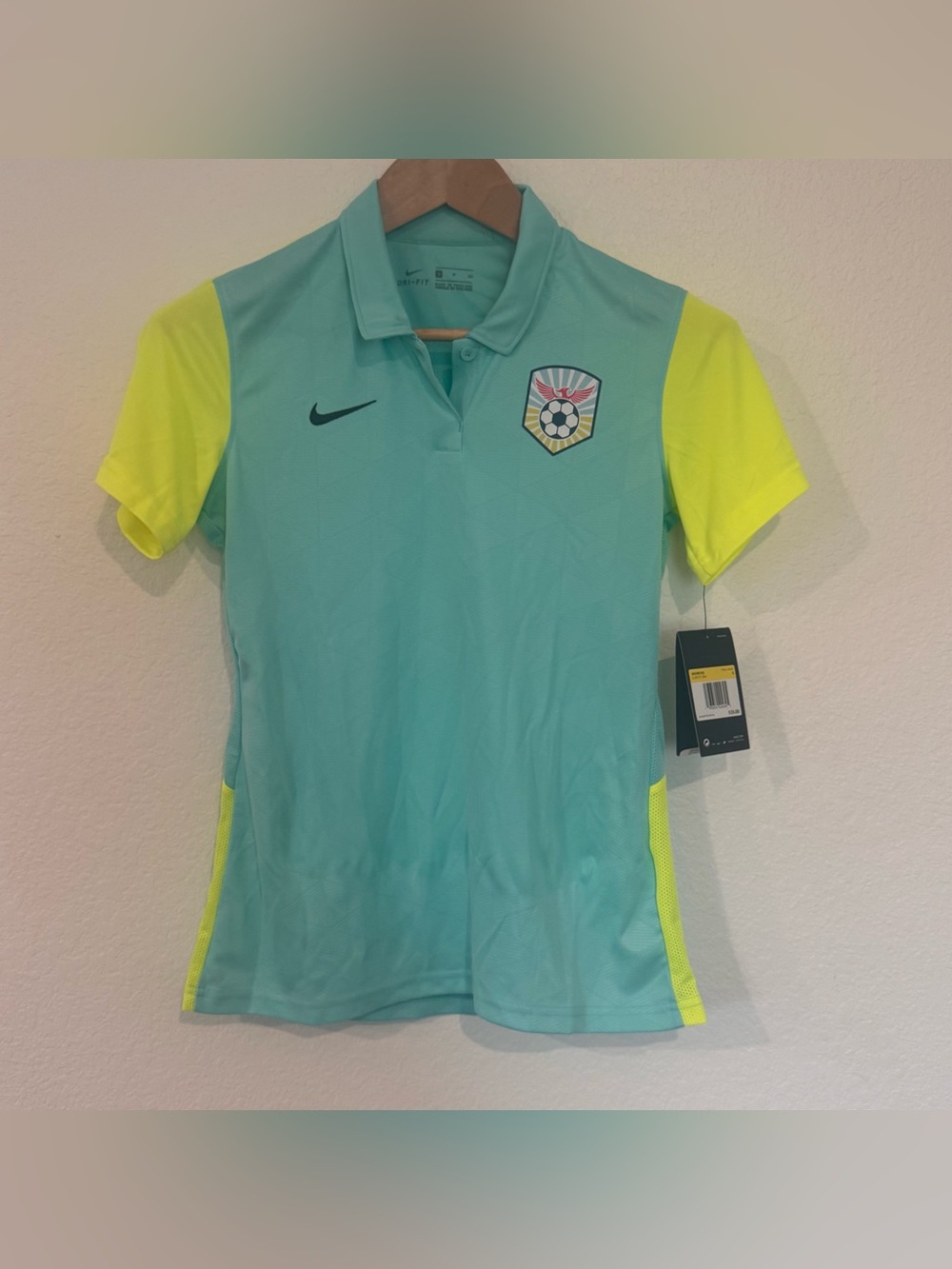 Nike Teal and Neon Yellow Women's Soccer Jersey